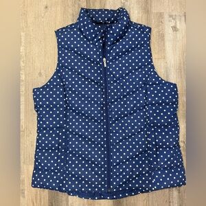 Lands' End Navy Polka Dot Puffer Vest